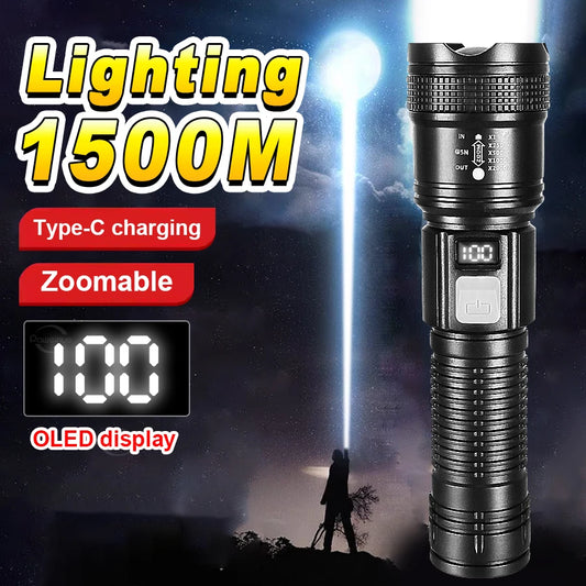 100000 Lumens Super Bright Long Range LED Flashlight