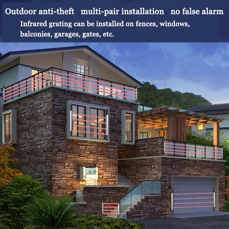 "Fortress Shield: The Ultimate 100-Meter Quad-Beam Infrared Barrier – Your All-Weather Guardian"