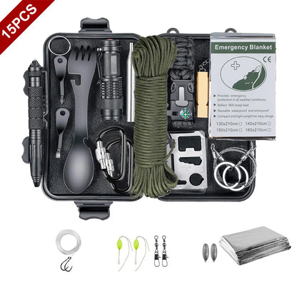 "Ultimate Survival Companion: 15-in-1 Wilderness Adventure Kit"