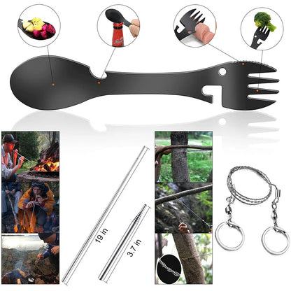 "Ultimate Survival Companion: 15-in-1 Wilderness Adventure Kit"