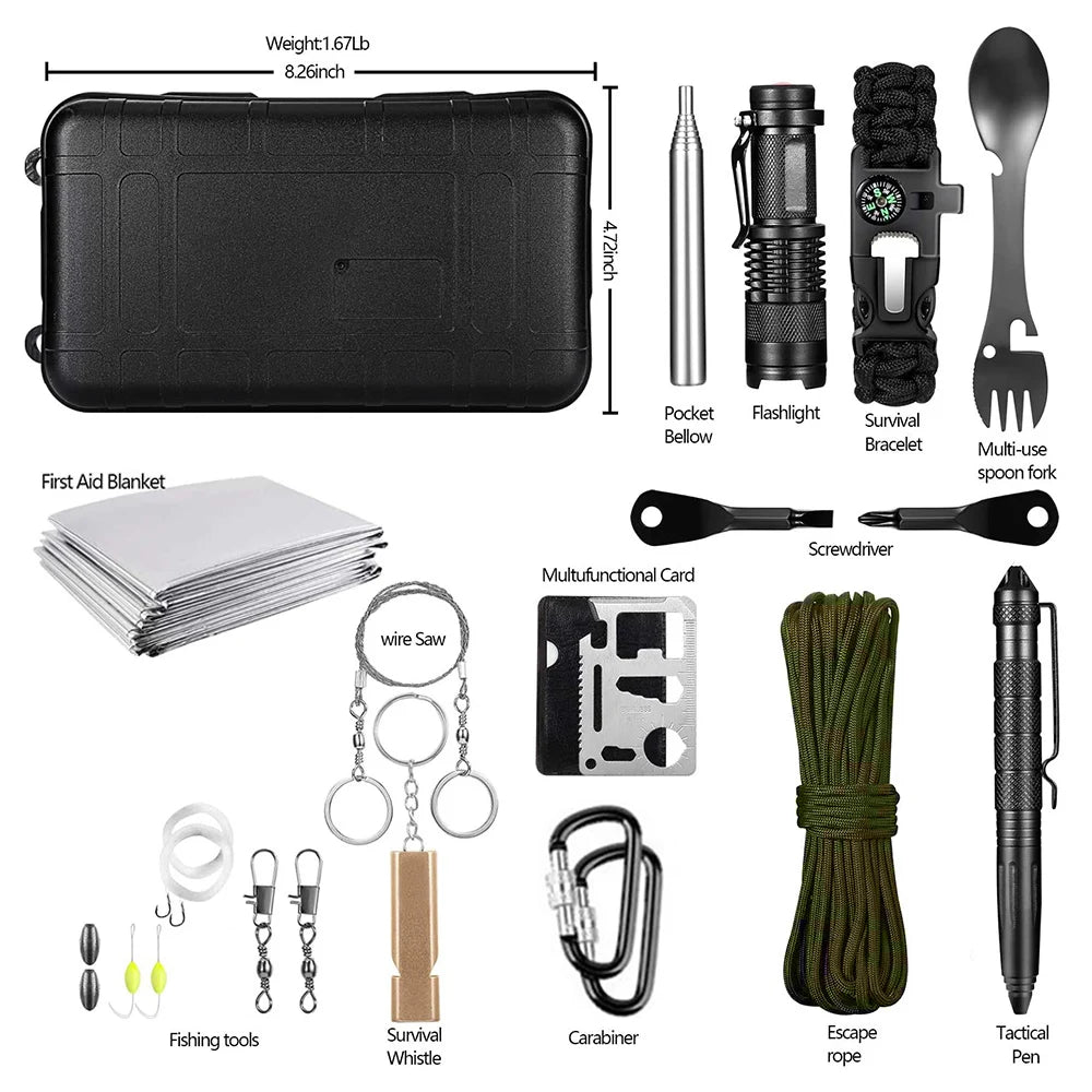 "Ultimate Survival Companion: 15-in-1 Wilderness Adventure Kit"