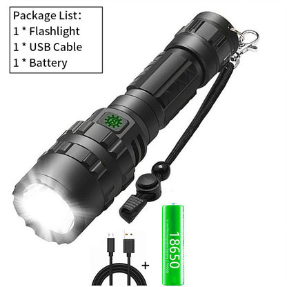 Mini Long-Range USB Charging 10W Aluminum Alloy Outdoor Home LED Tactical Strong Light Flashlight Set