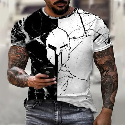 Xion's Spartan Warrior Helmet 3D Printed T-Shirt - Summer Men's Casual Punk Streetwear