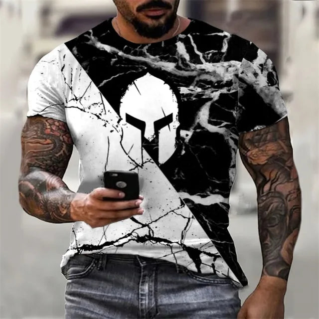 Xion's Spartan Warrior Helmet 3D Printed T-Shirt - Summer Men's Casual Punk Streetwear
