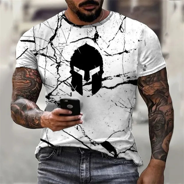 Xion's Spartan Warrior Helmet 3D Printed T-Shirt - Summer Men's Casual Punk Streetwear