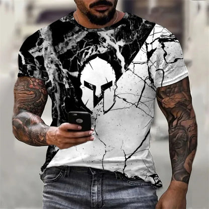 Xion's Spartan Warrior Helmet 3D Printed T-Shirt - Summer Men's Casual Punk Streetwear