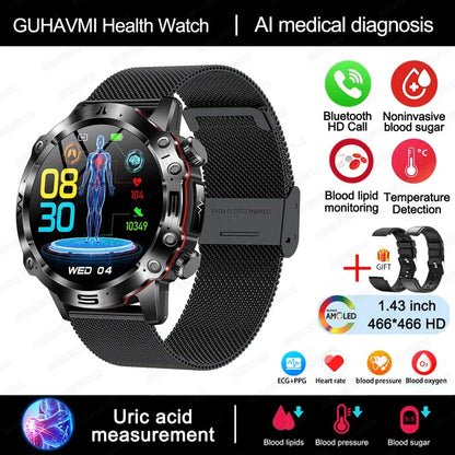 2024 New Blood Lipids Uric Acid Blood Glucose Smart Watch