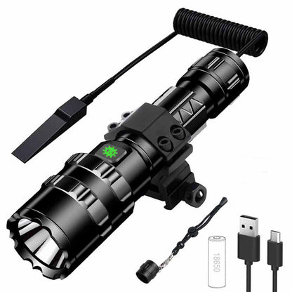 Mini Long-Range USB Charging 10W Aluminum Alloy Outdoor Home LED Tactical Strong Light Flashlight Set