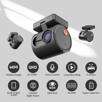 2K Dash Camera For Cars DVR Voice Control System