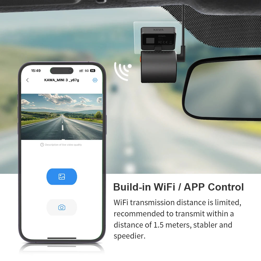 2K Dash Camera For Cars DVR KAWA Dash Cam MINI 3 Video Recorder Emergency Voice Control Night Vision WiFi APP Monitor