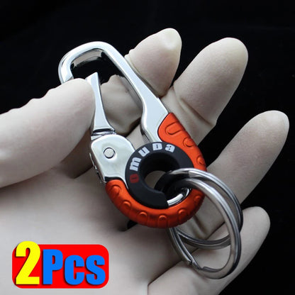 "Stylish & Durable 2-Piece Car Keychain Hook Set: Stainless Steel Buckle Carabiner"