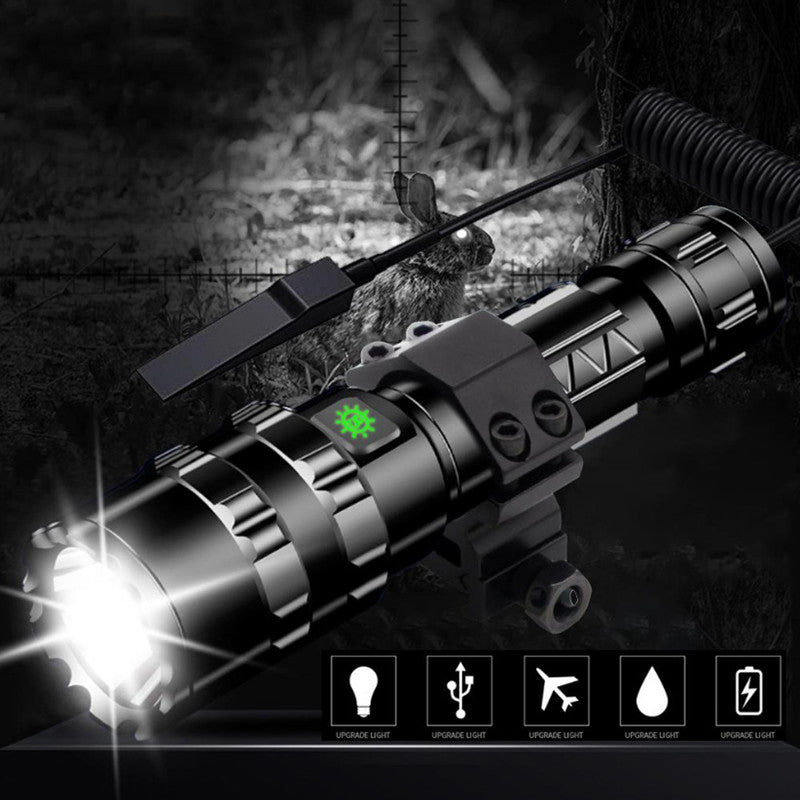 Mini Long-Range USB Charging 10W Aluminum Alloy Outdoor Home LED Tactical Strong Light Flashlight Set