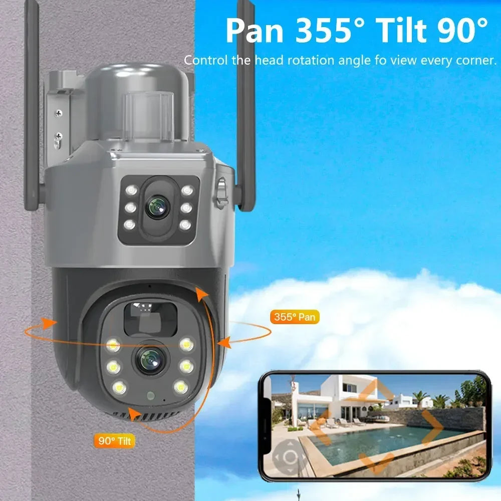 4K Dual Lens 8MP Wifi Solar CCTV Camera System 10CH Wireless  PTZ  Kit