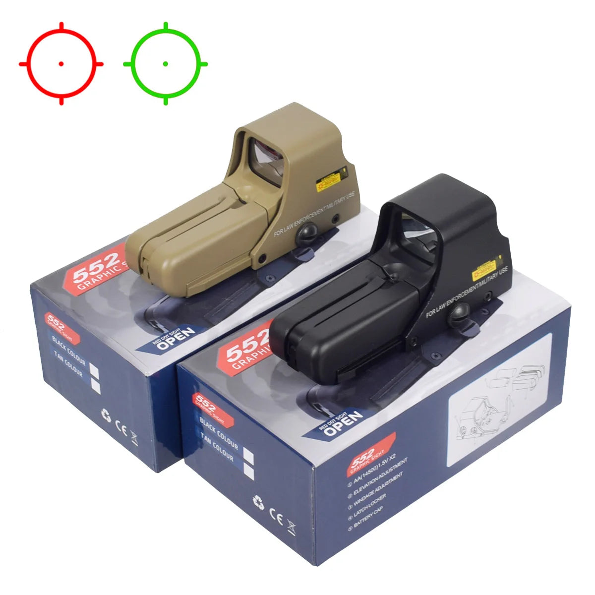 551 552 553 558 Red Green Dot Holographic Sight Scope Hunting Reflex Sight Riflescope 20mm Mount Airsoft Gun