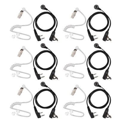 6X 2 Pin PTT MIC Headset Covert Acoustic Tube In-Ear Earpiece For Kenwood TYT Baofeng UV-5R BF-888S CB Radio Accessories