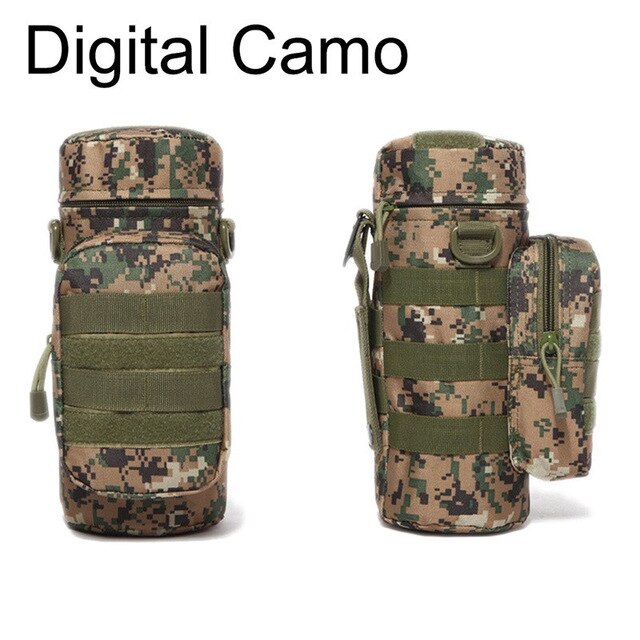 Outdoor Water Bottle Pouch Military Tactical Molle Kettle Case Waist Bag Multifunction Pockets EDC Gear Camping Hiking Riding