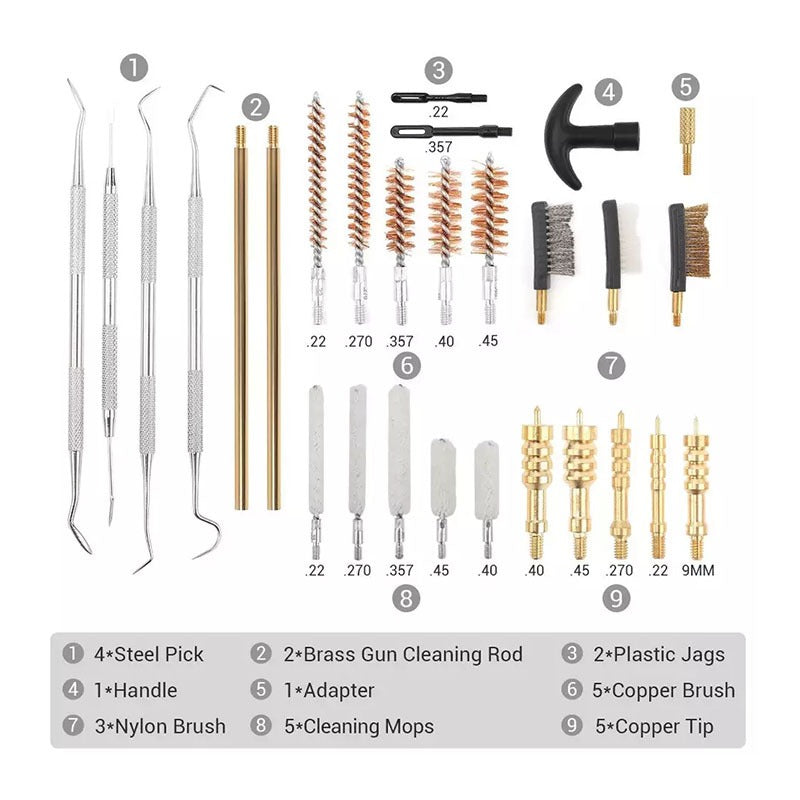 "29-Piece Premium Gun Brush Set: Ultimate Cleaning Kit for Tactical & Outdoor Firearms Maintenance"