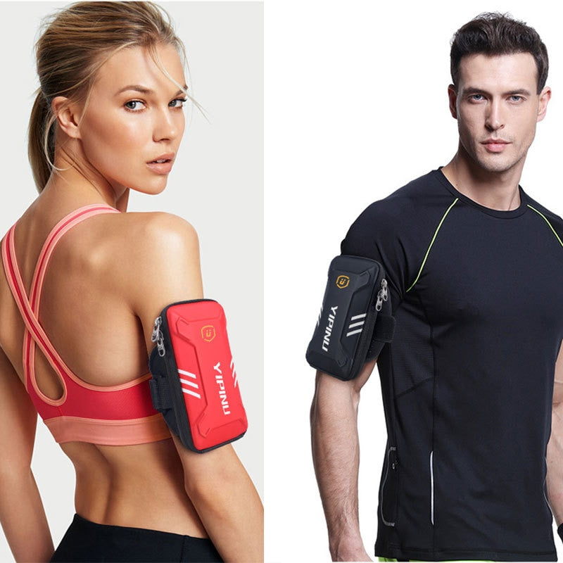 "Universal Running Armband with Zipper Pouch: Unisex Phone & Card Wallet for Outdoor Sports and Fitness"