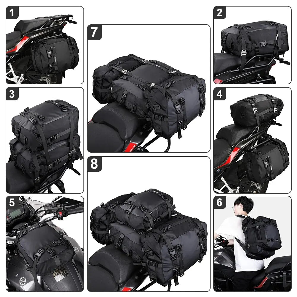 "Rhinowalk Motorcycle Rear Seat Bag: Versatile & Waterproof Saddle Bag for Every Adventure"