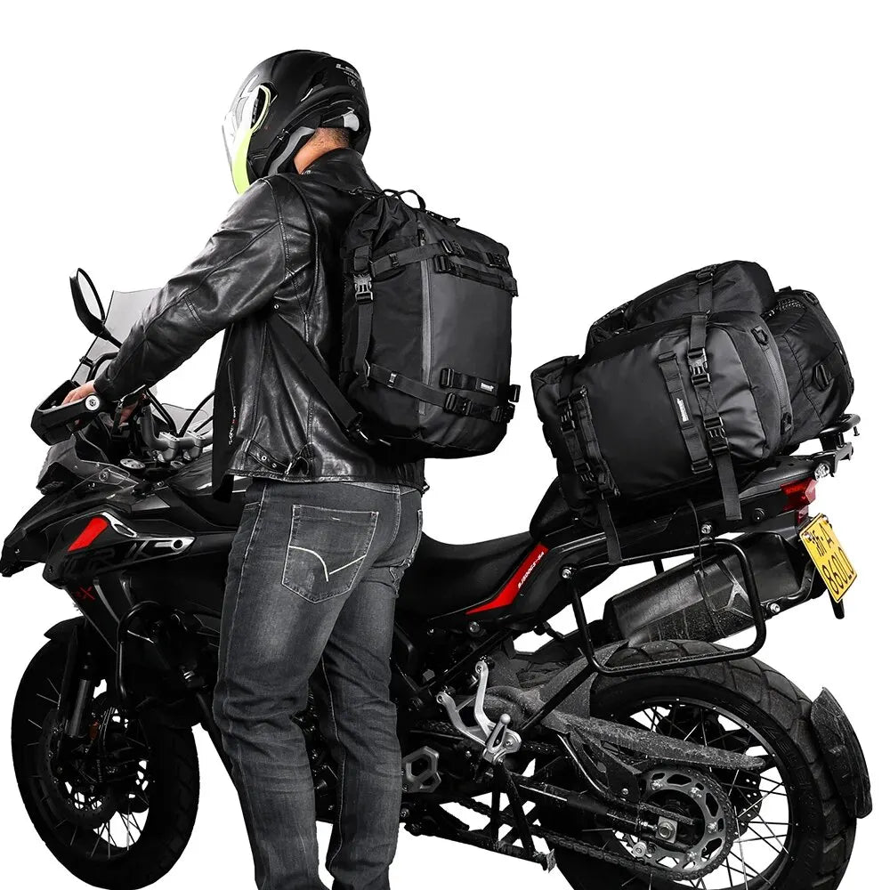 "Rhinowalk Motorcycle Rear Seat Bag: Versatile & Waterproof Saddle Bag for Every Adventure"