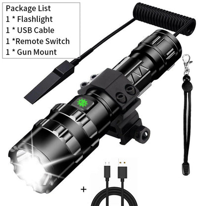 Mini Long-Range USB Charging 10W Aluminum Alloy Outdoor Home LED Tactical Strong Light Flashlight Set