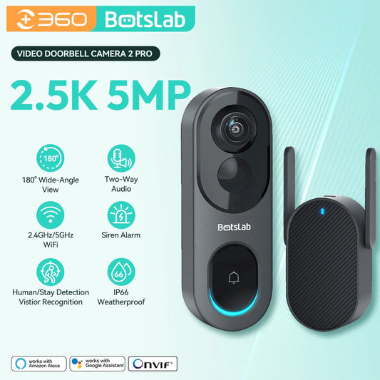 Fisheye Lens Video Doorbell  Wifi 2.5K 5MP