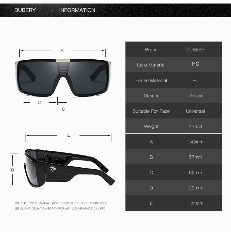 "DUBERY Retro Lux: Oversized Colourful Mirror Sunglasses - Fashion Meets Function"
