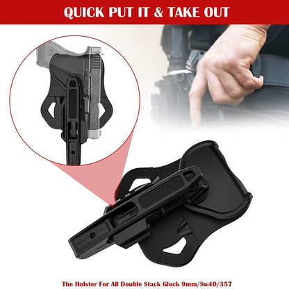 Tactical Military Pistol Holster Concealed Left Right Gun Holsters for All Double Stack Glock 9mm/SW40/357 Airsoft accessories