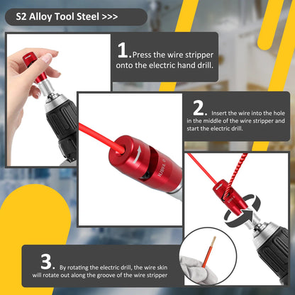 "Premium Electric Wire Stripper Tool - Fast & Adjustable Cable Peeling Machine for Power Drill Drivers"