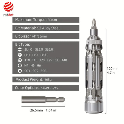 Galacok S1 EDC Multi-Function Screwdriver Set with Magnetic Torx Phillips Hex Drill Bit Portable Repair Tool