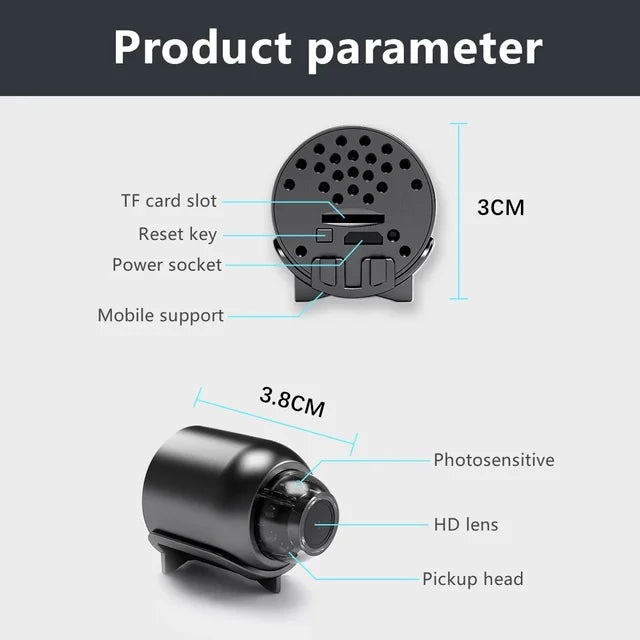 "Ultra-Discreet 1080P Mini Wireless Camera: Night Vision & Motion Detection Security"