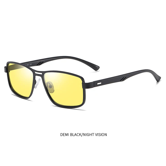 Men's Metal Sunglasses Square Polarized UV400 Driving Shades Unique Fashion Sun Glasses Aviation Lentes De Sol With Free Box