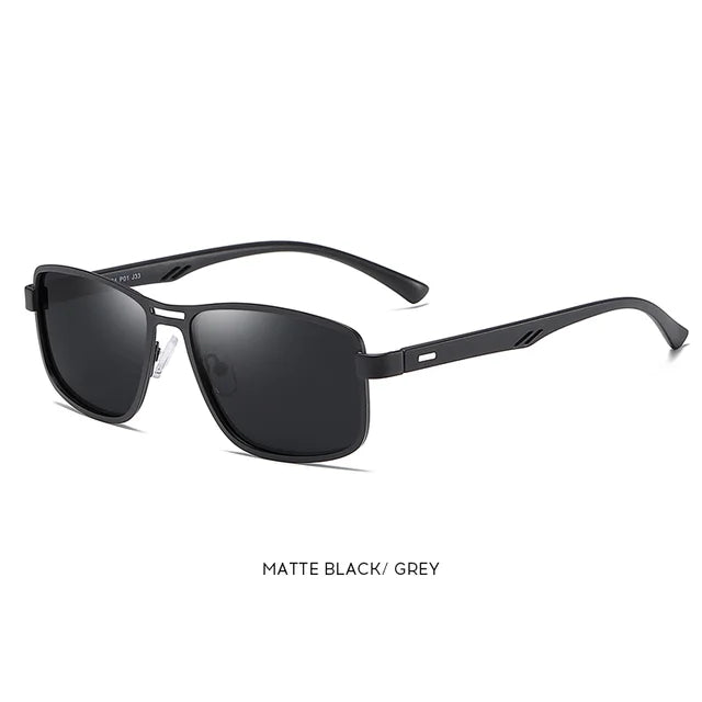 Men's Metal Sunglasses Square Polarized UV400 Driving Shades Unique Fashion Sun Glasses Aviation Lentes De Sol With Free Box