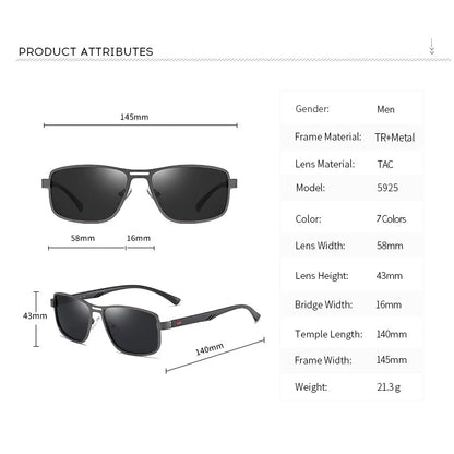 Men's Metal Sunglasses Square Polarized UV400 Driving Shades Unique Fashion Sun Glasses Aviation Lentes De Sol With Free Box