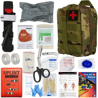 Military IFAK Trauma Survival  Kit First Aid Medical Pouch Emergency Survival Gear and Equipment with Molle Car Travel Hiking