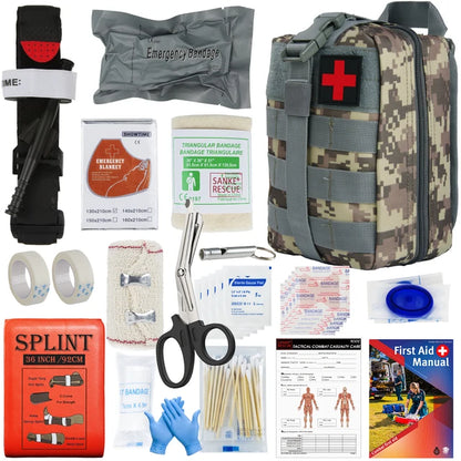 Military IFAK Trauma Survival  Kit First Aid Medical Pouch Emergency Survival Gear and Equipment with Molle Car Travel Hiking