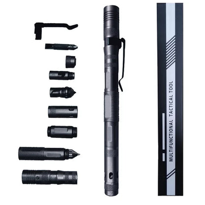 Military Tactical Pen EDC Pen with LED Flashlight Self Defense Glass Breaker Survival Pen Multifunctional Tool Emergency Whistle