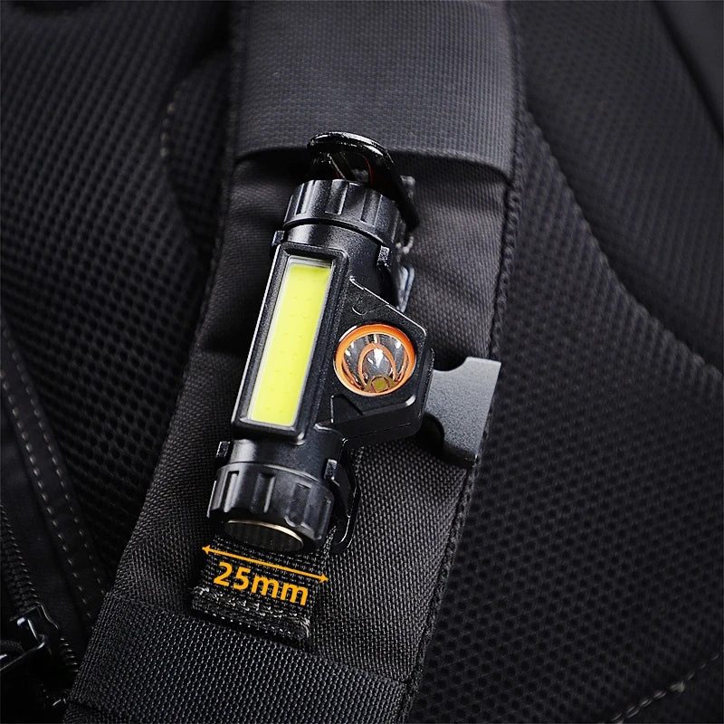 Mini Flashlight Portable Light Tactical Outdoor Camping Hiking Tools EDC Molle 25mm Backpack Strap Clip