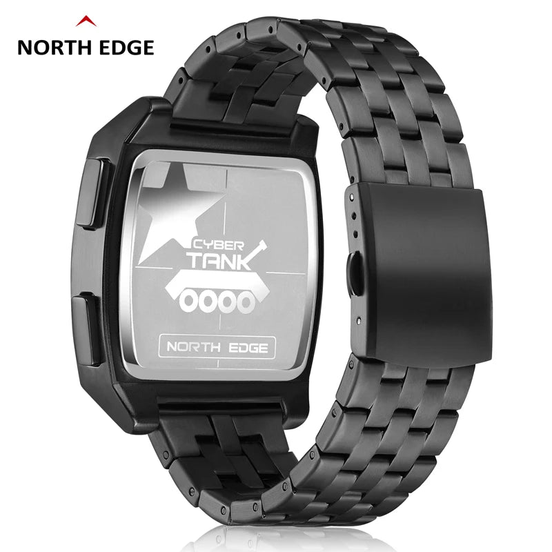 NORTH EDGE CyberTank Smartwatch: Indoor/Outdoor Exercise with World Time and Auto Light Switch