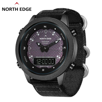 NORTH EDGE Solar: Men’s Digital Watch with Full Metal Case.