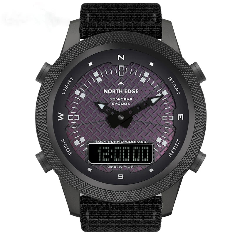 NORTH EDGE Solar: Men’s Digital Watch with Full Metal Case.