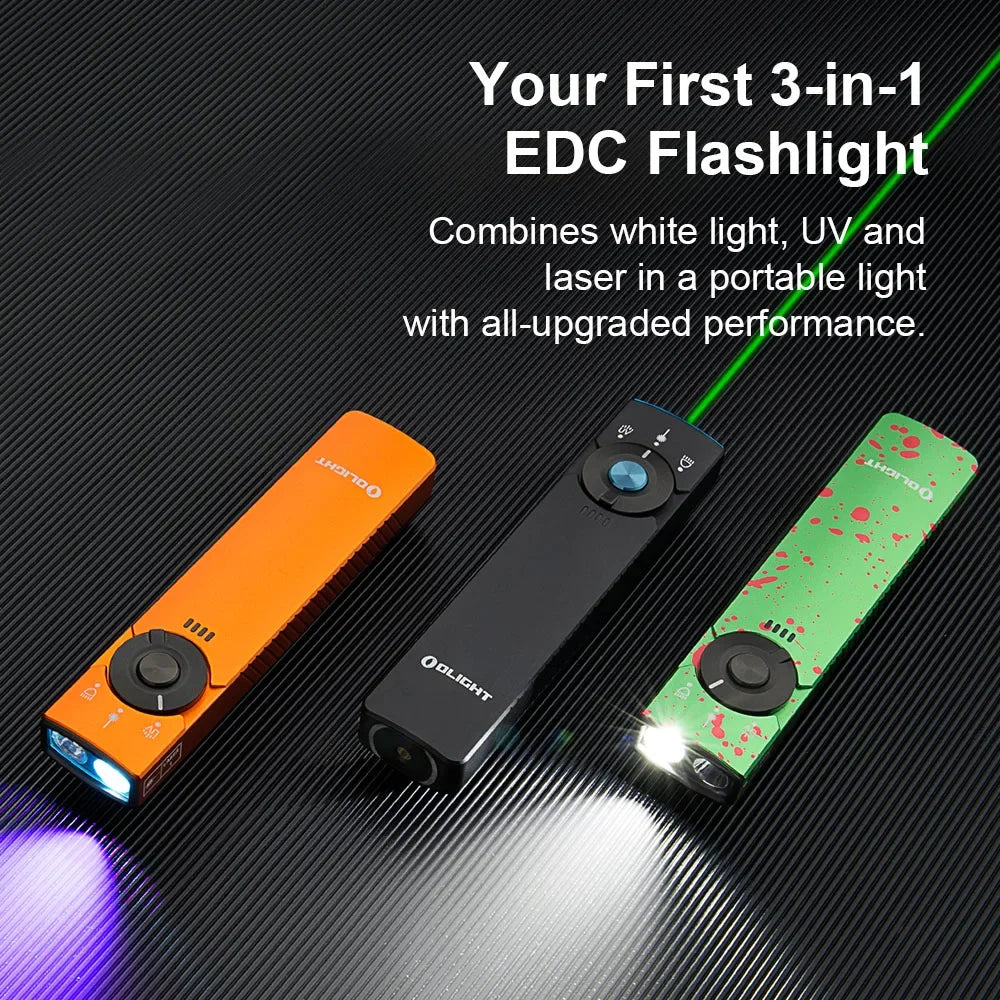 OLIGHT Arkfeld Pro Rechargeable EDC 1300 Lumens Flashlight Flat Torch LED Light UV Green Beam Lamp