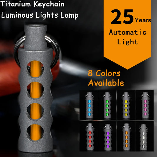 Outdoor EDC Luminous Lights Automatic Light 25 Years Titanium Alloy Key Ring Tube