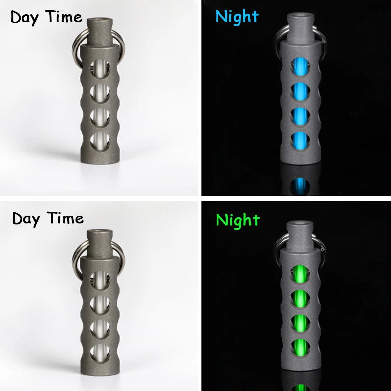 Outdoor EDC Luminous Lights Automatic Light 25 Years Titanium Alloy Key Ring Tube