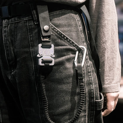 Tactical Techwear Magnetic Buckle  Elastic Rope Key Lanyard