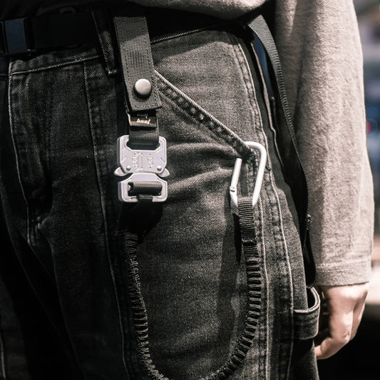 Tactical Techwear Magnetic Buckle  Elastic Rope Key Lanyard