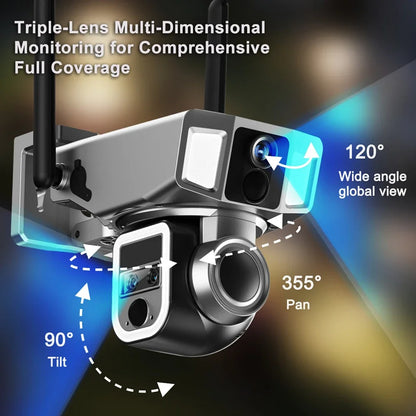 Pro: 12MP Triple-Lens 4G & WiFi Security Camera with Human Detection