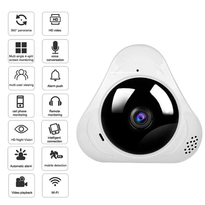 Panoramic Fisheye IP Cameras with Night Vision, CCTV Surveillance Cameras, 360 Degree, WiFi, 1080P