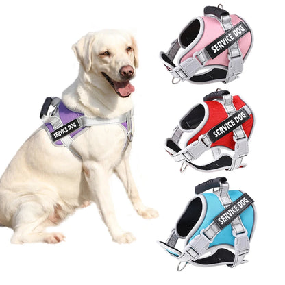 Personalized Adjustable K9 Dog Vest Service Dog Harness, Large Dog Harness with Rubber Handle for Large Dog Walking Accessories