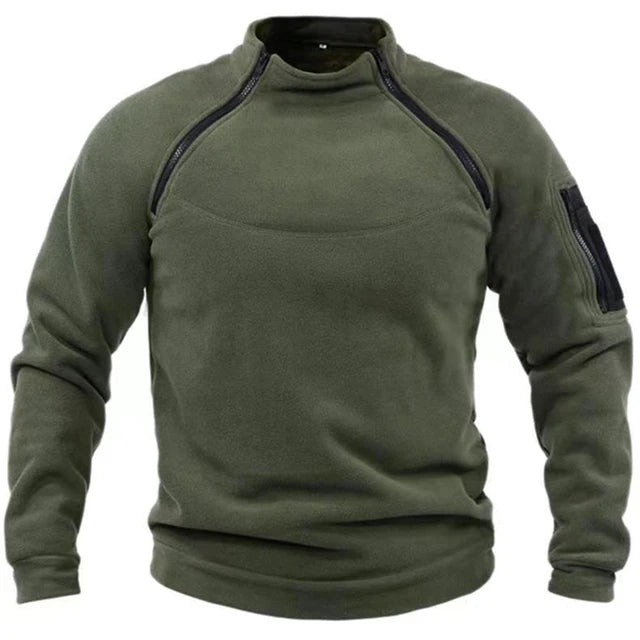 STOUREG Men Fleece Hiking T Shirts,Men Outdoor  Zippers Tactical Jackets,Male Warm Hunting Fishing Hiking Coat Sport Top